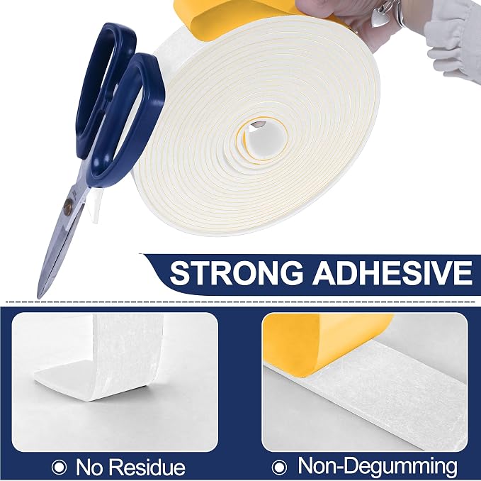 66Ft Foam Tapes Self Adhesive Foam Seal Strips 1/2In x 1/8In x 33.1Ft Each Roll - Image 3