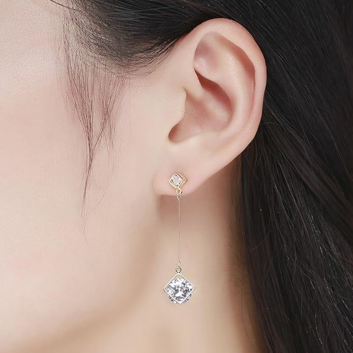SBLING Cubic Zirconia Teardrop Earrings, Diamond Earrings, Wedding Earrings for Brides Bridesmaids, Bridal Dangle Earrings, Teardrop Crystal Drop earrings for Women Jewelry Gifts