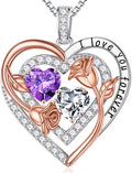 Iefil Valentines Day Gifts for Her - Sterling Silver Birthstone Necklace Anniversary Birthday Gifts for Her Wife Mom Daughter