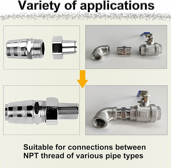 1" NPT Male Hex Nipple Pipe Fittings, 304 Stainless Steel 1 inch Threaded Pipe - Image 4
