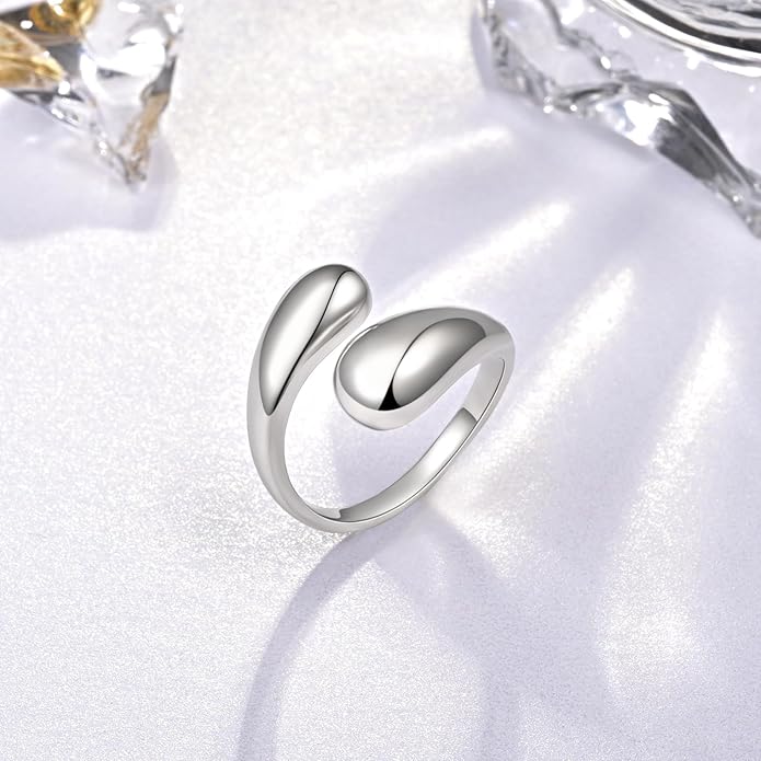 Fookduoduo 925 Sterling Silver Ring Inspirational Jewelry adjustable Wrap Open Rings for Women