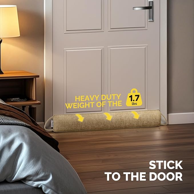 fowong Door Draft Stopper 30", Weighted Under Door Noise Stopper, Oatmeal | - Image 4