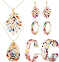 Highergo 8 Pcs Acrylic Jewelry Set Women Statement Earrings Necklace Bracelet Marble Texture Floral Necklace Set for Women