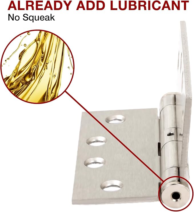 TDCHINGES Heavy Duty Door Hinges Brushed Nickel 4.5" x 4 1/2" Satin Square | 2 - Image 3