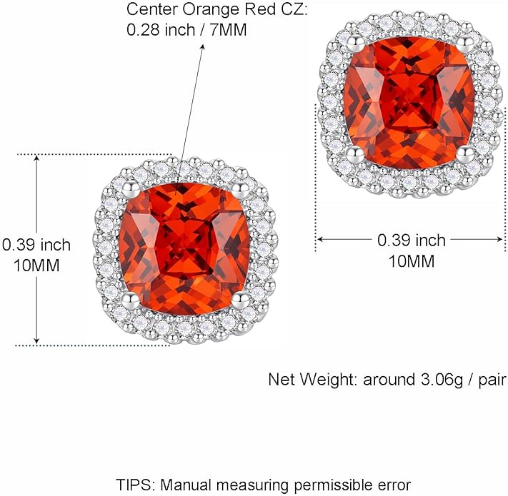 YOMELA Cubic Zirconia Earrings Studs, Halo CZ Birthstone Simulated Diamond Stud Earrings for Women