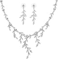 Silver Bridal Necklaces Set for Prom Wedding Jewelry Set Dangle Earrings for Bride Bridesmaid Teardrop Pendant Crystal Wedding Prom