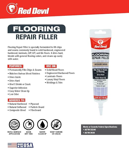 Red Devil 056055 Flooring Repair Filler, 5 oz., Dark Gray, 1 Pack - Image 8