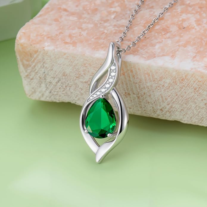 Birthstone Necklace for Women Infinity Necklaces 925 Sterling Silver Teardrop Love Birthday Jewelry Valentines Day Birthday Gifts for Her Mom Wife Girlfriend