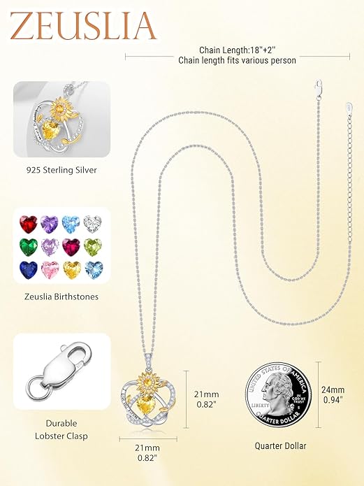 Valentine's Day Gifts for Wife 925 Sterling Silver Double Birthstone Pendant Necklaces I Love You for Always and Forever Necklace Anniversary Birthday Gifts for Wife Girlfriend Mom Her