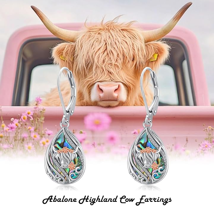 Animal Earrings 925 Sterling Silver Abalone Shell Dangle Drop Earrings Leverback Earrings Cute Animal Jewelry Gifts for Women Girlfriend