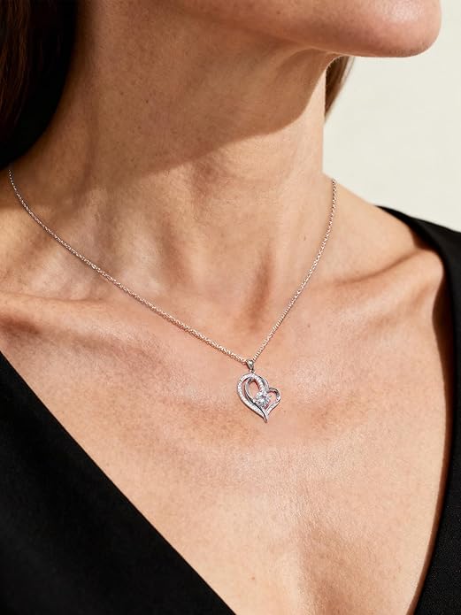 NORBU Moissanite Necklace for Women, 1 CT D Color VVS1 Clarity Round Cut, 925 Sterling Silver Heart Necklace with 18K White Gold Plated, Jewelry Gift for Wedding Anniversary Birthday Christmas Valentine's Day