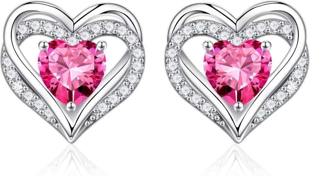 Iefil Valentine Day Gifts for Her - 925 Sterling Silver Heart Stud Earrings Birthday Gifts for Women