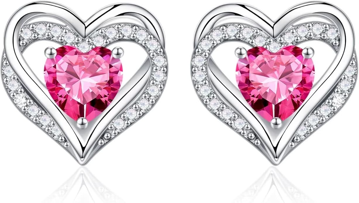 Iefil Valentine Day Gifts for Her - 925 Sterling Silver Heart Stud Earrings Birthday Gifts for Women
