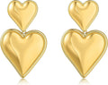 Black/White/Red/Green/Blue/Brown Heart Earrings for Women, Gold Plated Vintage Gold Earrings with Hypoallergenic Posts,Lightweight Black and Gold Dangle Statement Jewelry, Gift for Women—Girlfriend Wife Mom for Wedding, Party, Valentines Day Gifts for Her