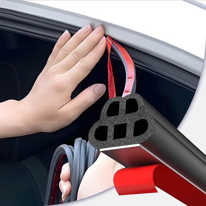 alophoty Car Door Seal Strip, 34 Ft, Double Layer 5-Hole, 0.59" × 0.47" | EPDM by alophoty
