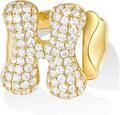KissYan Bubble Initial Ring Valentines Day Gifts for Women, 14k Gold Plate Balloon Jumbo Letter Rings Open Adjustable Dainty Pave CZ Personalized Fashion Trendy Statement Jewelry