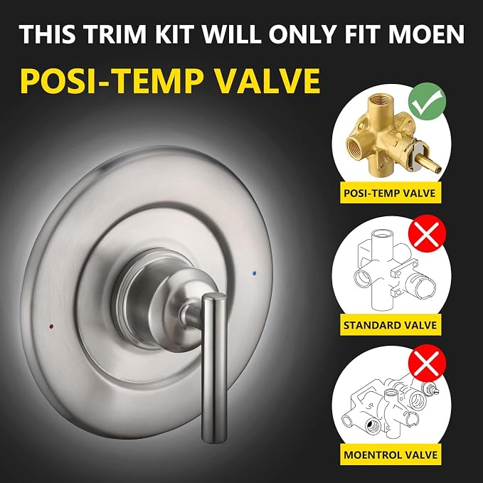Shower Trim Kit for Moen T2901BN Brushed Nickel Shower Handle 2-Pack, Compatible - Image 2
