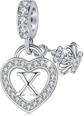 Letter Charms for Charms Bracelet: Silver Heart Alphabet Initial Dangle Charms Bead for Bracelets and Necklaces, Birthday Mother's Day Christmas Jewelry Gifts For Women