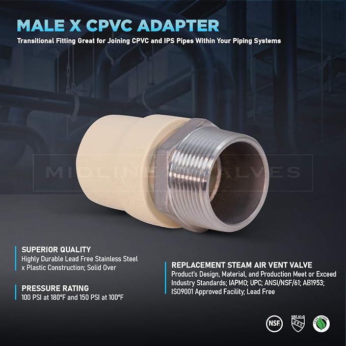 Supply Giant TTDQN336 Male x CPVC Adapter Transition Pipe Fitting; Durable Over - Image 4