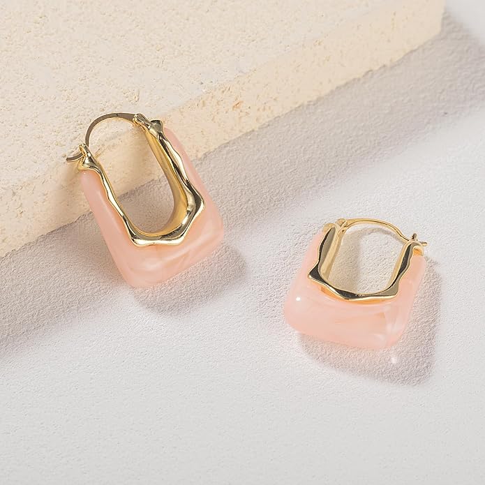 Acrylic Hoop Earrings Chunky Huggie Statement Vintage Earrings Cute Resin Drop Earring Trendy Jewelry Gifts for Women