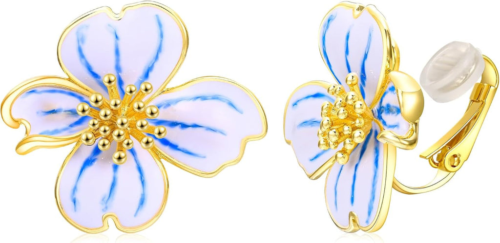 Clip on Earrings Women, 14K Gold Plated Earrings for Sensitive Ears, Fashion Women's Earrings Jewelry Birthday Gift for Wife Grandma Daughter Girls on Christmas Thanksgiving