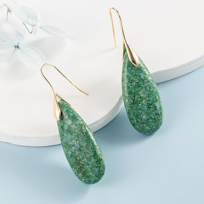 SELOVO Stone Fishhook Dangle Drop Earrings Statement Earrings for Women Stone