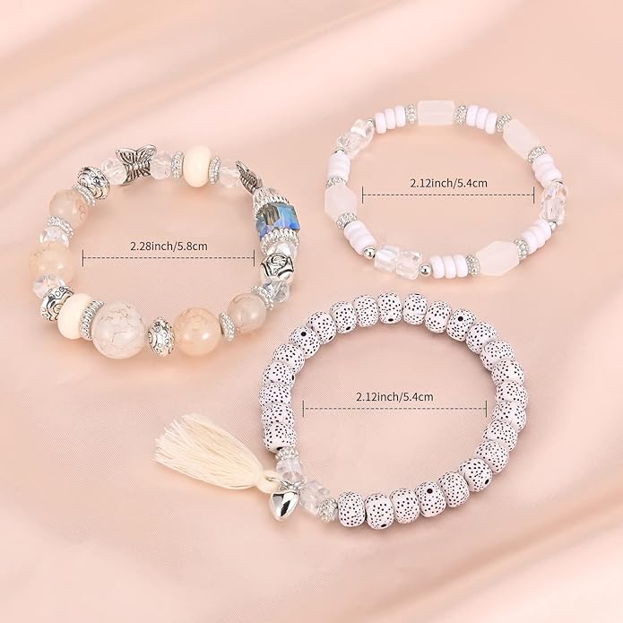 Bohemian Bracelet Sets for Women - 6 Sets Stackable Stretch Bracelets Multi-color Boho Jewelry for Women Hippie Bracelets Dainty Jewelry