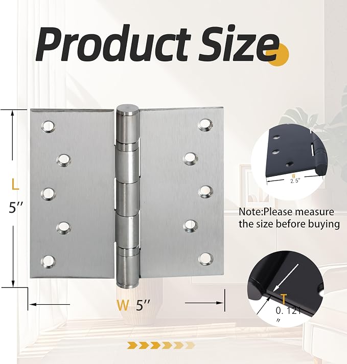 5 in Stainless Steel Hinges Ball Bearing up to 220 lbs, Thickness 3 mm | Hinges - Image 2
