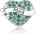 Birthstone Charms 925 Sterling Silver Love Heart Beads Fit Pandora Charms Bracelet, Fit Mother's Day Christmas Birthday Gift