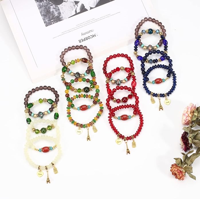 Bracelets Bohe Multilayer Chain Tassel Stackable Charm Stretch Statement Bracelet Set