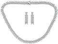 Bridal Jewelry Set Art Deco Vintage Estate Style Cubic Zirconia Marquise Leaf Teardrop AAA CZ Statement Cleavage Choker Necklace & Chandelier Dangle Clip On Or Pierced Earrings For Women Pageant