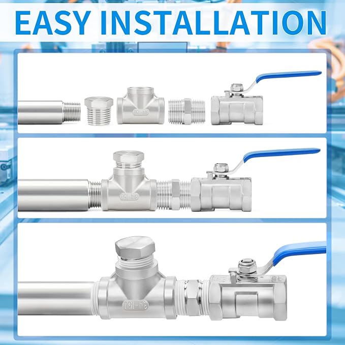 ChillWaves 304 Stainless Steel Pipe Fitting, Nipple Cast Pipe 1-1/2" NPT Male x - Image 7
