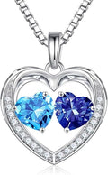 Iefil Valentines Day Gifts for Her - 925 Sterling Silver Heart Birthstone Necklace, Anniversary Birthday Gifts for Women Wife Girlfriend Mom Her