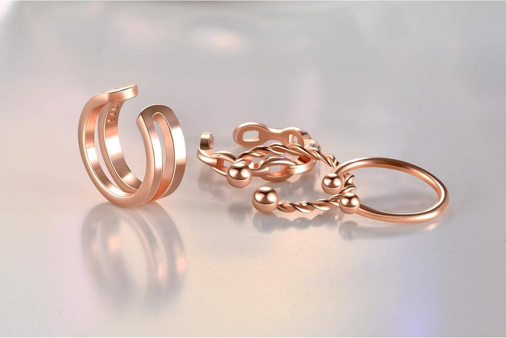 CHIC & ARTSY 925 Sterling Silver Ear Cuffs for Women, Non Piercing Clip On Cartilage Cuffs, Adjustable Fake Conch & Helix Earrings, Gold Plated & Oxidized Various Styles