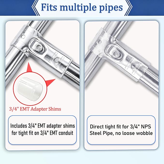 10 Sets T Pipe Connector Tee Clamp Fittings, Carbon Steel Heavy Duty, Fit 3/4" - Image 4