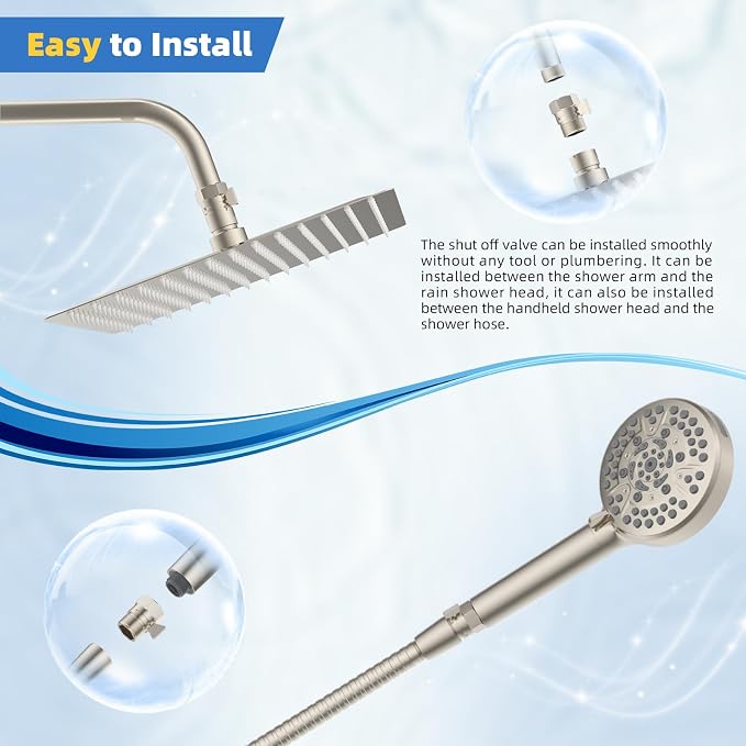 Hibbent All Metal 2 Pack Shower Head Flow Control Valve, G1/2 Brass Shut-off - Image 8
