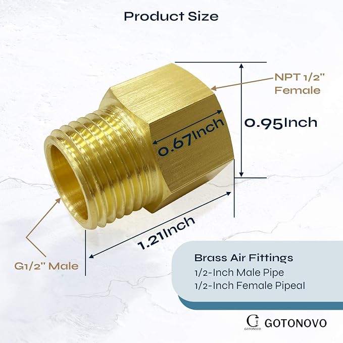 gotonovo NPT 1/2 Female Thread to 1/2 Inch Male Thread Pipe Fitting Converter - Image 3