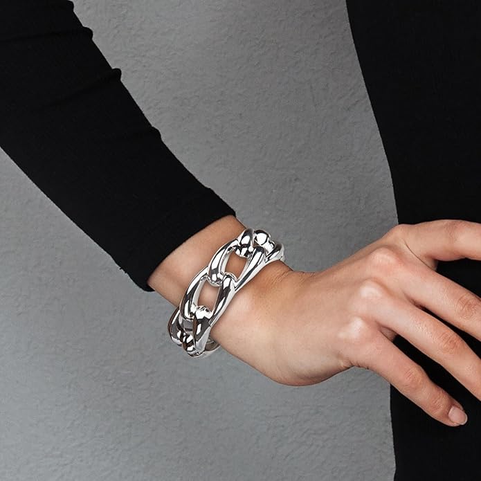 SPUNKYsoul Chain Link Buckle With Rhinestones Cuff Bracelet in Gold, Silver Rose Gold and Gun Metal for Women