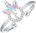 Unicorn Rings Gifts for Girls - Adjustable Initial Ring Dainty Cute Unicorn Rings for Girl Teens Little Girls Jewelry Birthday Gift