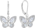 Starchenie Butterfly Earrings for Women 925 Sterling Silver Leverback Earrings Birthstone Butterfly Jewelry Gifts
