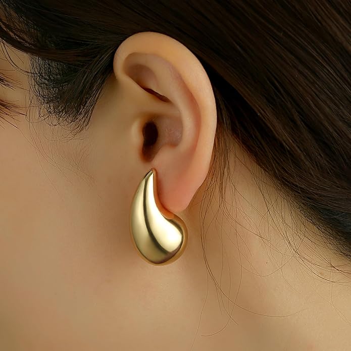 9 Pairs Chunky Gold Earrings Set for Women Trendy Lightweight Gold Plated Hoop Earrings Hypoallergenic Jewelry