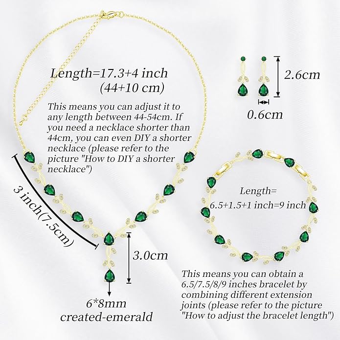 GZWHD Wedding Jewelry Sets for Bride Bridesmaid Women Cubic Zirconia Necklace Earrings Bracelet Set Gift for Mother Friend Wife Daughter Sister Party Prom Jewelry