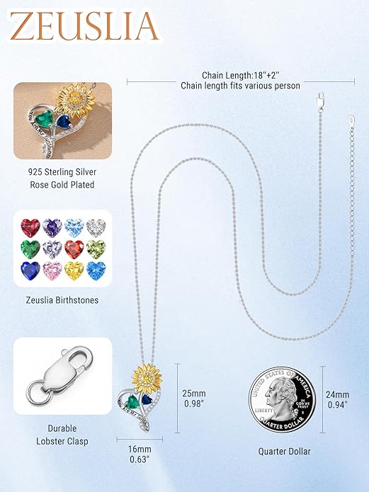 Valentine's Day Gifts for Wife 925 Sterling Silver Double Birthstone Pendant Necklaces I Love You for Always and Forever Necklace Anniversary Birthday Gifts for Wife Girlfriend Mom Her
