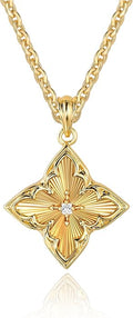 Fettero Gold Clover Necklace for Women Dainty 14K Gold Plated CZ Pendant Necklace Adjustable Chain Choker Charm Colorful Clover Pendant Lucky Necklaces for Women Jewelry