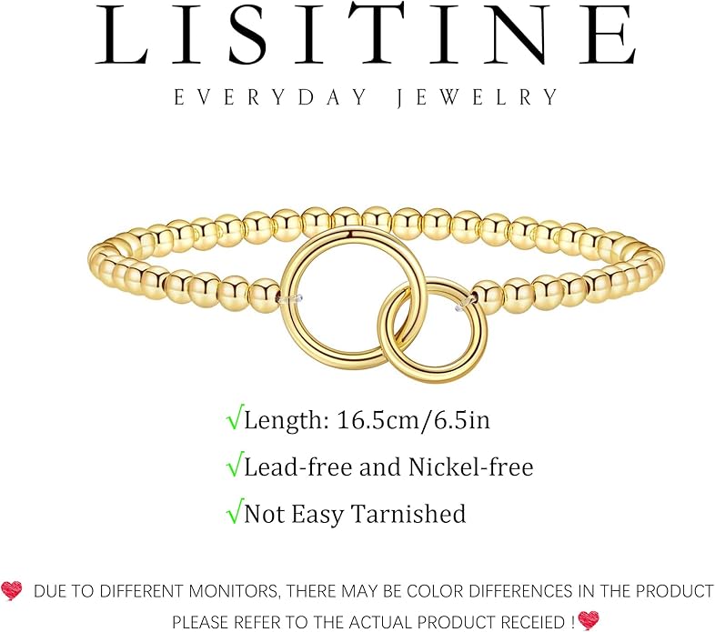 Gold Bracelets for Women 14K Gold Beaded Bracelets Stackable Bracelets for Women Gold Charm Bracelet Non Tarnish Gold Jewelry for Women Trendy