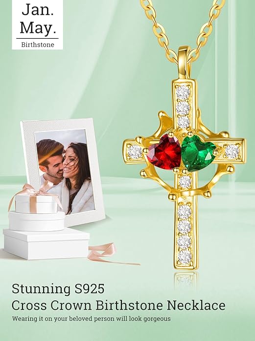 Valentine's Day Gifts for Wife 925 Sterling Silver Double Birthstone Pendant Necklaces I Love You for Always and Forever Necklace Anniversary Birthday Gifts for Wife Girlfriend Mom Her