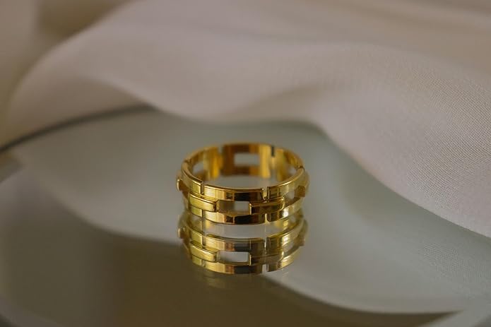 Elegant 18K Gold Plated Stainless Steel Ring – Fine Metal-Plated Jewelry with Durable, Scratch-Resistant Design for Daily Wear & Special Occasions