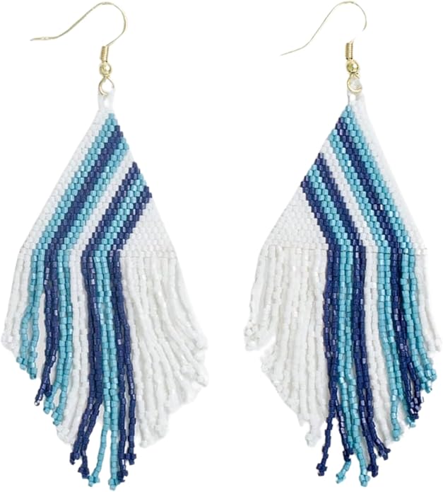 INK+ALLOY Game Day Earrings for Women, Luxe Beaded Fringe Earrings for Football Gameday Outfits, Handmade Jewelry for College Students, Team Gifts, Teachers, Football Moms