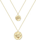 Turandoss Gold Layered Necklaces for Women - 14K Gold Plated Handmade Multilayer Bar Pearls Coin Disc Moon Butterfly Medallion Adjustable Dainty Layered Choker Necklaces for Women Jewelry
