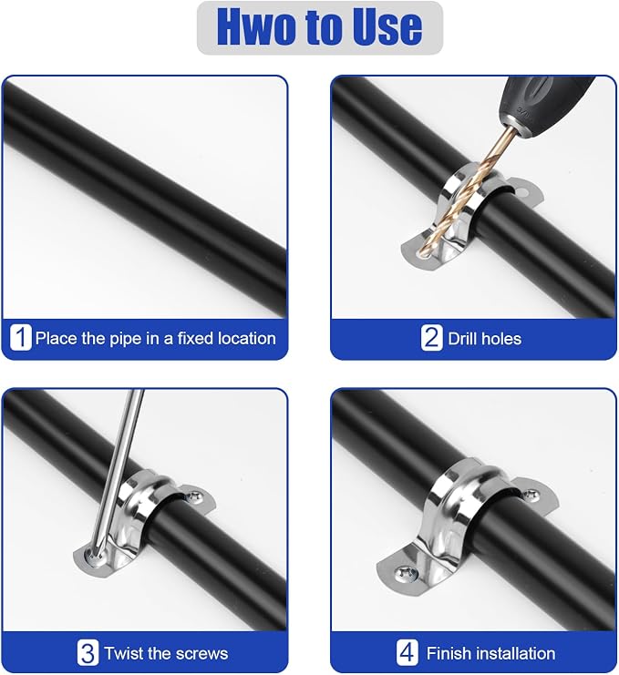 20Pcs 2 Inch Stainless Steel Conduit Clamps, 2 Hole Strap U Bracket Rigid Pipe - Image 5